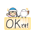 毎日使える✴︎シマエナガ＆ニット帽の女の子（個別スタンプ：6）