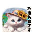 ❤️水着の白い子猫の海から夏のご挨拶❤️（個別スタンプ：6）