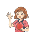 卓球 女子 部活 スポーツ（個別スタンプ：15）