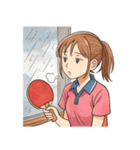 卓球 女子 部活 スポーツ（個別スタンプ：16）