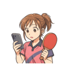 卓球 女子 部活 スポーツ（個別スタンプ：18）