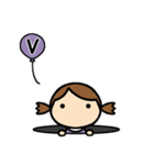 イニシャルV 女の子（個別スタンプ：5）