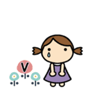 イニシャルV 女の子（個別スタンプ：9）