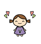 イニシャルV 女の子（個別スタンプ：15）