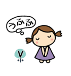 イニシャルV 女の子（個別スタンプ：16）