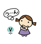 イニシャルV 女の子（個別スタンプ：37）