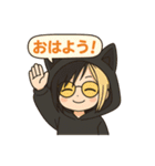 黒猫にゃんこ少年の毎日スタンプ（個別スタンプ：1）
