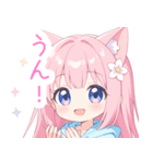 ピンクの猫耳パーカーの女の子スタンプ（個別スタンプ：25）