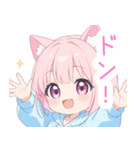 ピンクの猫耳パーカーの女の子スタンプ（個別スタンプ：33）