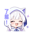 ホワイトフードキャットガールスタンプ（個別スタンプ：3）