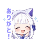 ホワイトフードキャットガールスタンプ（個別スタンプ：6）
