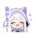 ホワイトフードキャットガールスタンプ（個別スタンプ：11）