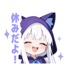 ホワイトフードキャットガールスタンプ（個別スタンプ：17）