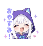 ホワイトフードキャットガールスタンプ（個別スタンプ：19）