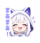 ホワイトフードキャットガールスタンプ（個別スタンプ：21）