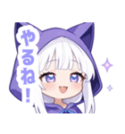 ホワイトフードキャットガールスタンプ（個別スタンプ：30）