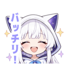 ホワイトフードキャットガールスタンプ（個別スタンプ：31）