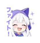 ホワイトフードキャットガールスタンプ（個別スタンプ：37）