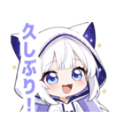 ホワイトフードキャットガールスタンプ（個別スタンプ：38）