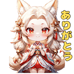 [LINEスタンプ] 華麗なるキツネ耳巫女