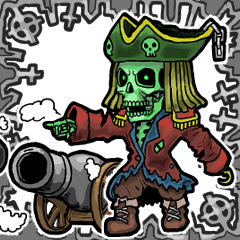 [LINEスタンプ] アンデッド動く⚰️ガイコツ海賊船長
