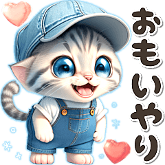 [LINEスタンプ] デニムキャスケット♡サバトラ子猫 (優しさ