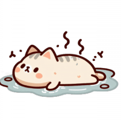 [LINEスタンプ] お風呂猫 とろけちゃった,
