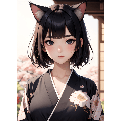 [LINEスタンプ] 猫と着物の女の子の写真