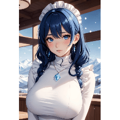[LINEスタンプ] 雪地メイド写真