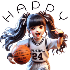 [LINEスタンプ] 可愛い少女×バスケットボール！3Dリアル