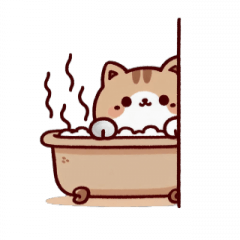 [LINEスタンプ] お風呂猫 隠れてる,