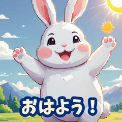 [LINEスタンプ] もちもち白ウサギのあいさつスタンプ40
