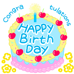 [LINEスタンプ] きれいなお祝いケーキ (英語)