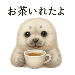 [LINEスタンプ] 【癒し】リアルなワモンアザラシのカフェ