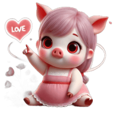 [LINEスタンプ] ブタちゃん「大好き」
