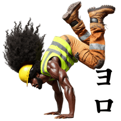 [LINEスタンプ] アフロ外国人×現場監督！リアル3D