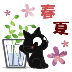 [LINEスタンプ] 黒ねこの春・夏便り