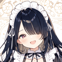 [LINEスタンプ] 片目隠しの黒髪メイド女子スタンプ