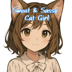 [LINEスタンプ] キュートな猫娘スタンプ 英語ver.