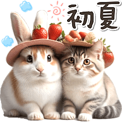 [LINEスタンプ] 初夏♡仲良しうさぎとネコ