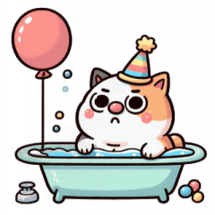 [LINEスタンプ] お風呂猫 ひとりでお祝い,