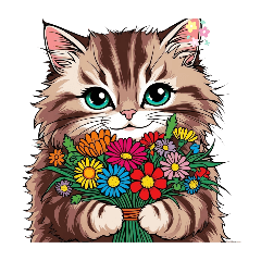 [LINEスタンプ] あなたへ贈る花束、猫