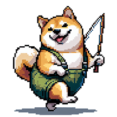 [LINEスタンプ] 釣りが大好き太っちょ柴犬