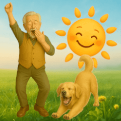 [LINEスタンプ] にこにこ、おじいちゃんと犬の日常