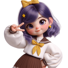 [LINEスタンプ] かわいい紫髪の女子高生（NT） v.1