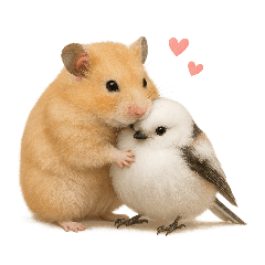 [LINEスタンプ] 仲良し❤キンクマハムスター＆シマエナガ
