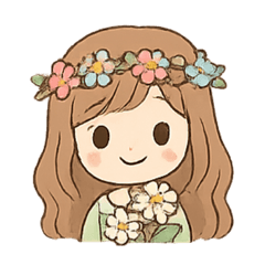 [LINEスタンプ] 花と可愛い女の子