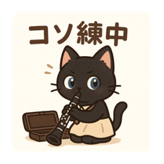 [LINEスタンプ] クラリネットが趣味な黒猫ちゃん