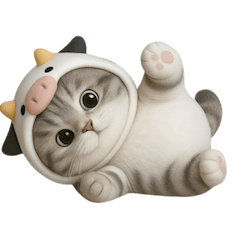 [LINEスタンプ] 牛の衣装を着た子猫 （NT）