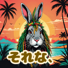 [LINEスタンプ] 使える！レゲエのウサギ_日本語